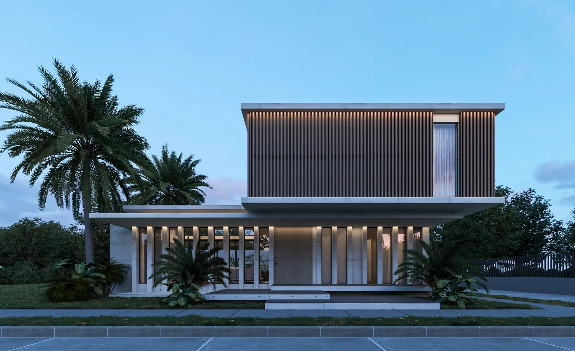 Casa PM · Fachada esquina celosías