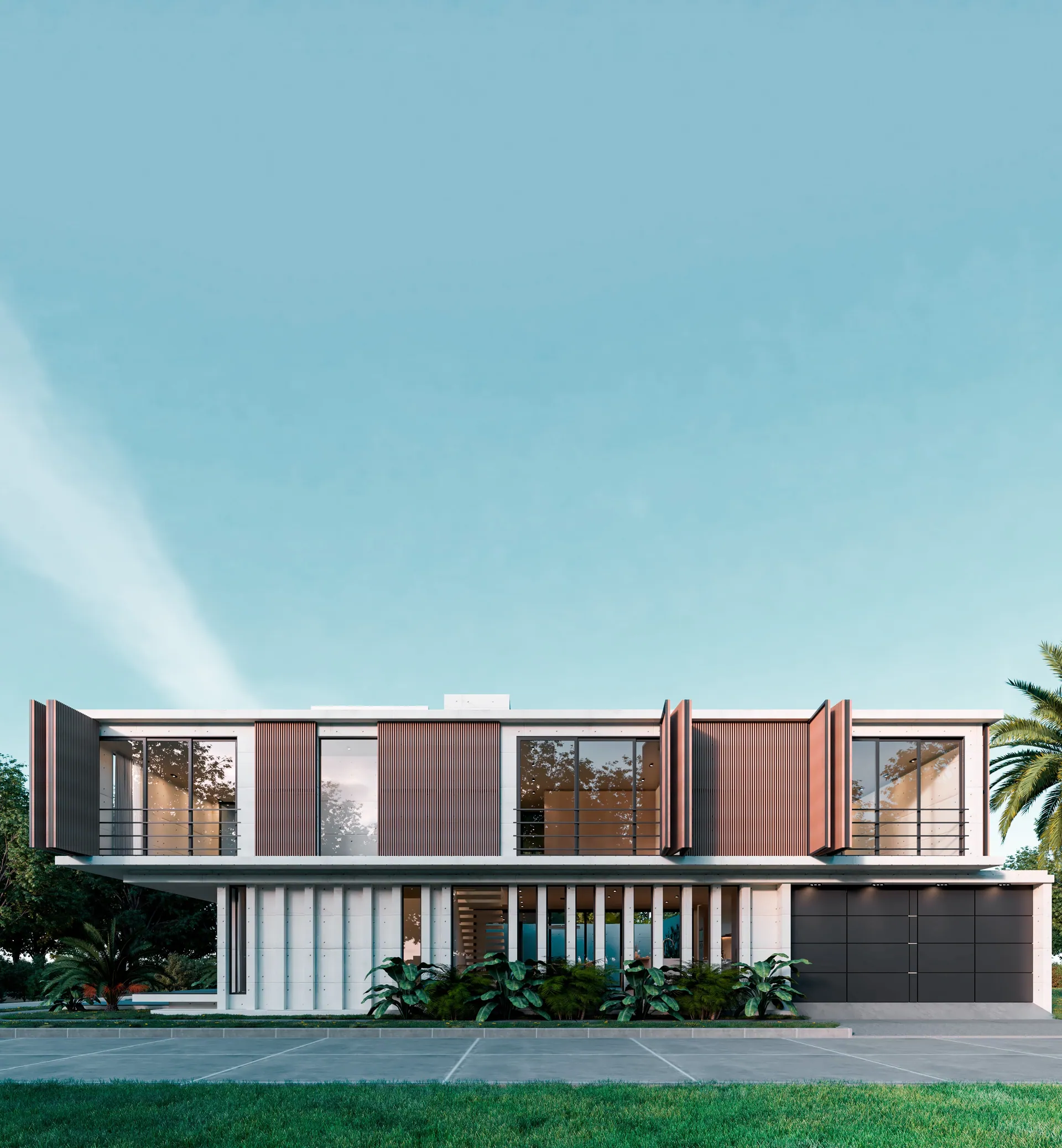 Casa PM · Fachada principal celosías abiertas
