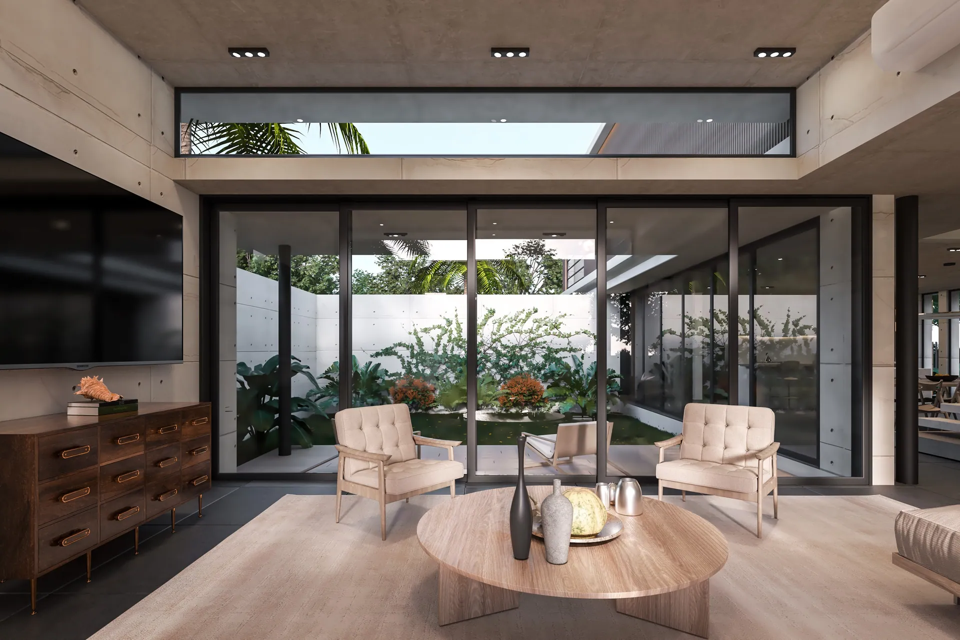 Casa PM · Interior sala principal patio