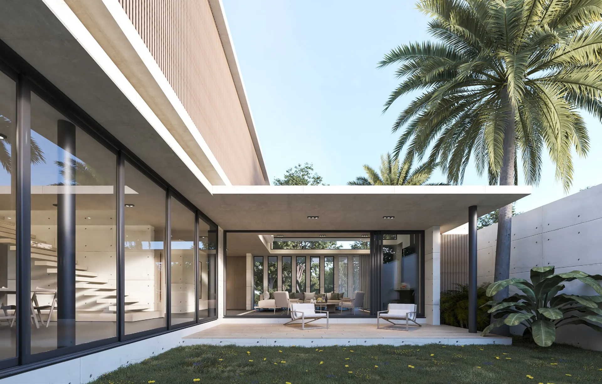 Casa PM · Patio interior y terraza