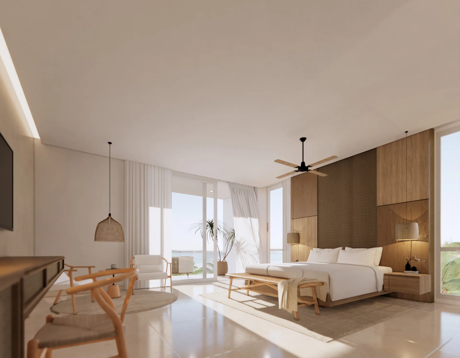 Edificio Ensenada 2 · Interior habitación vista mar día