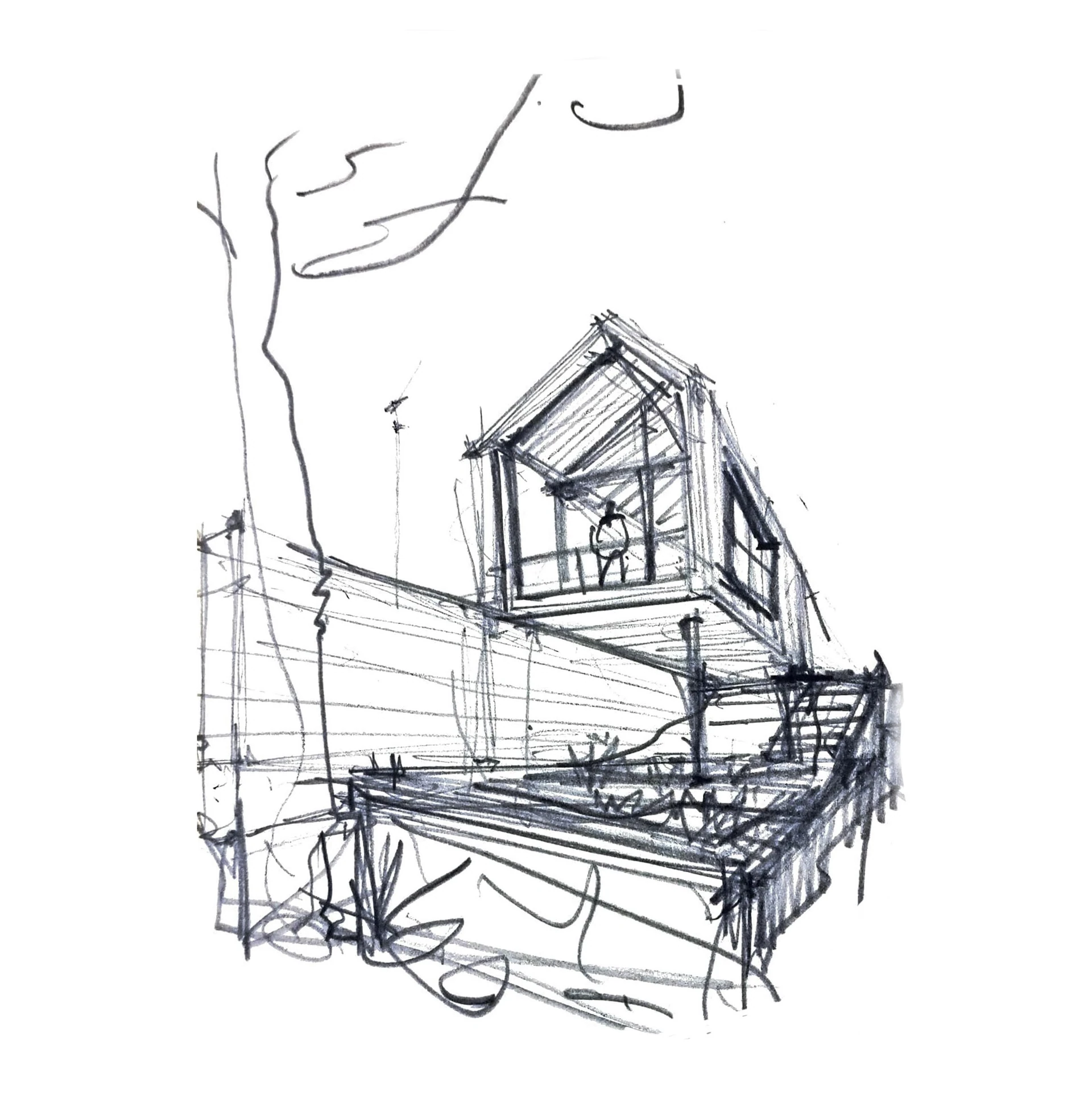 Boceto perspectiva cabaña